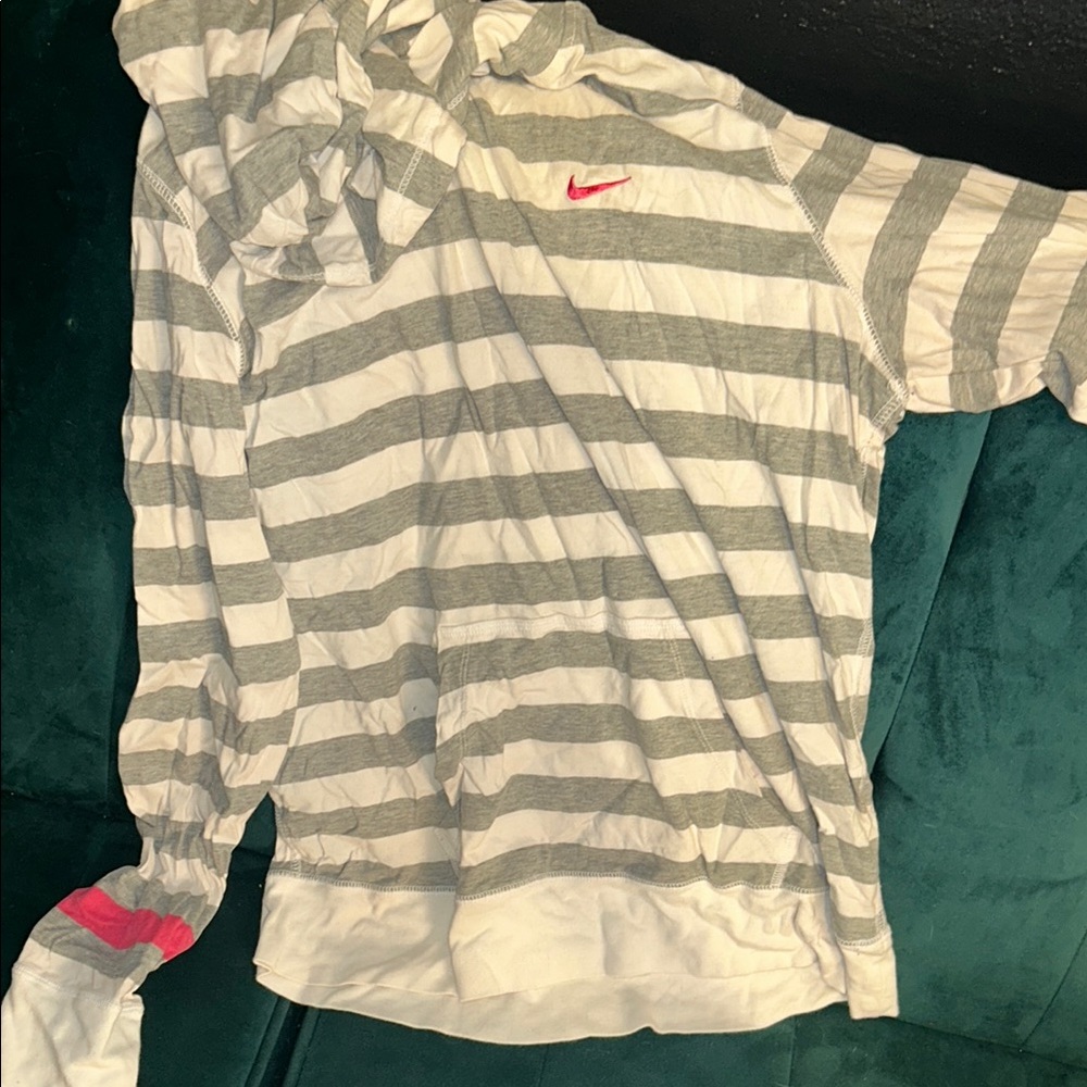 Nike Striped Sweatshirt with Red Logo